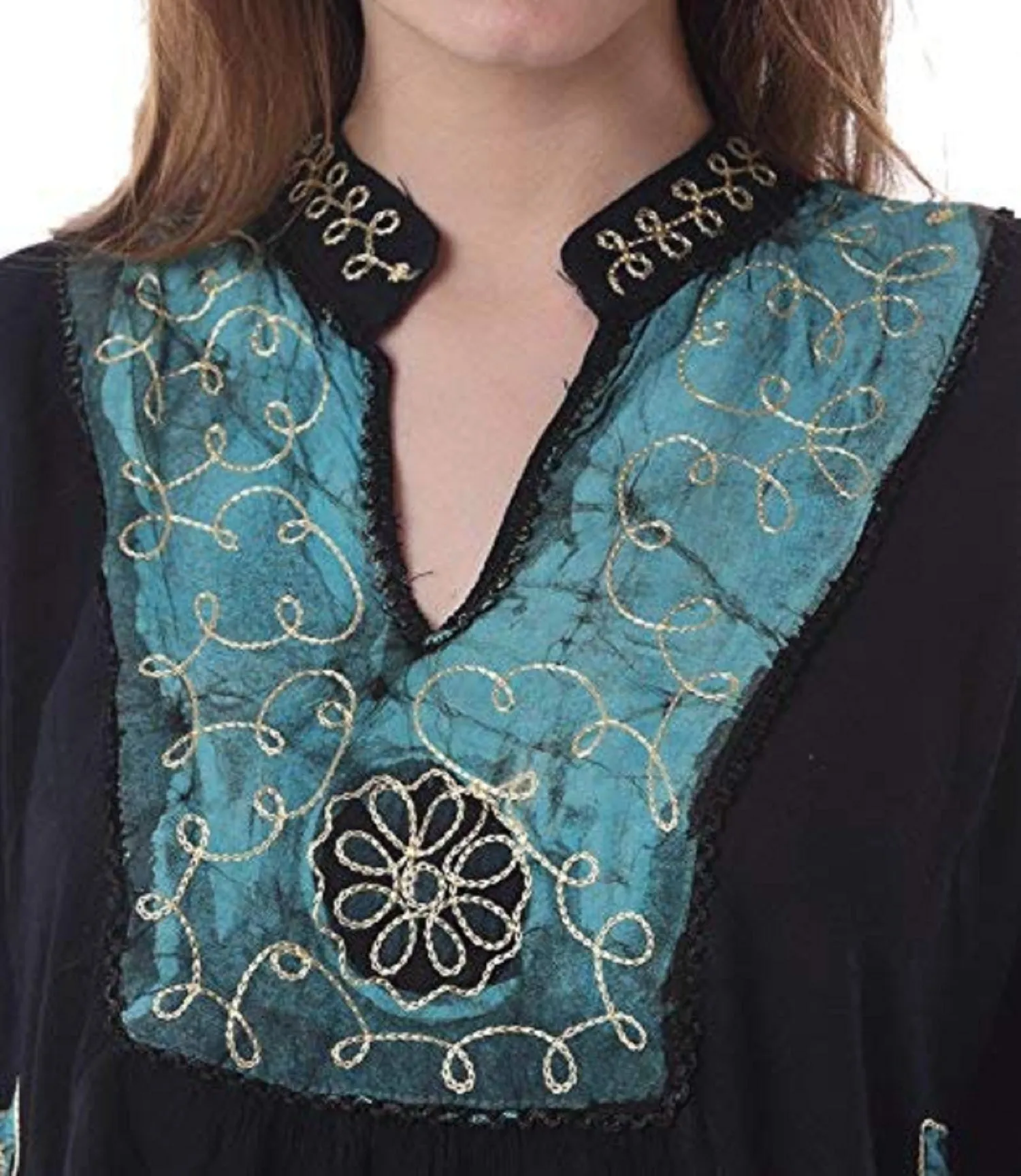 Whitewhale Womens Collar V Neck Rayon Kaftan Batik Poncho Kurti Top - Free Size
