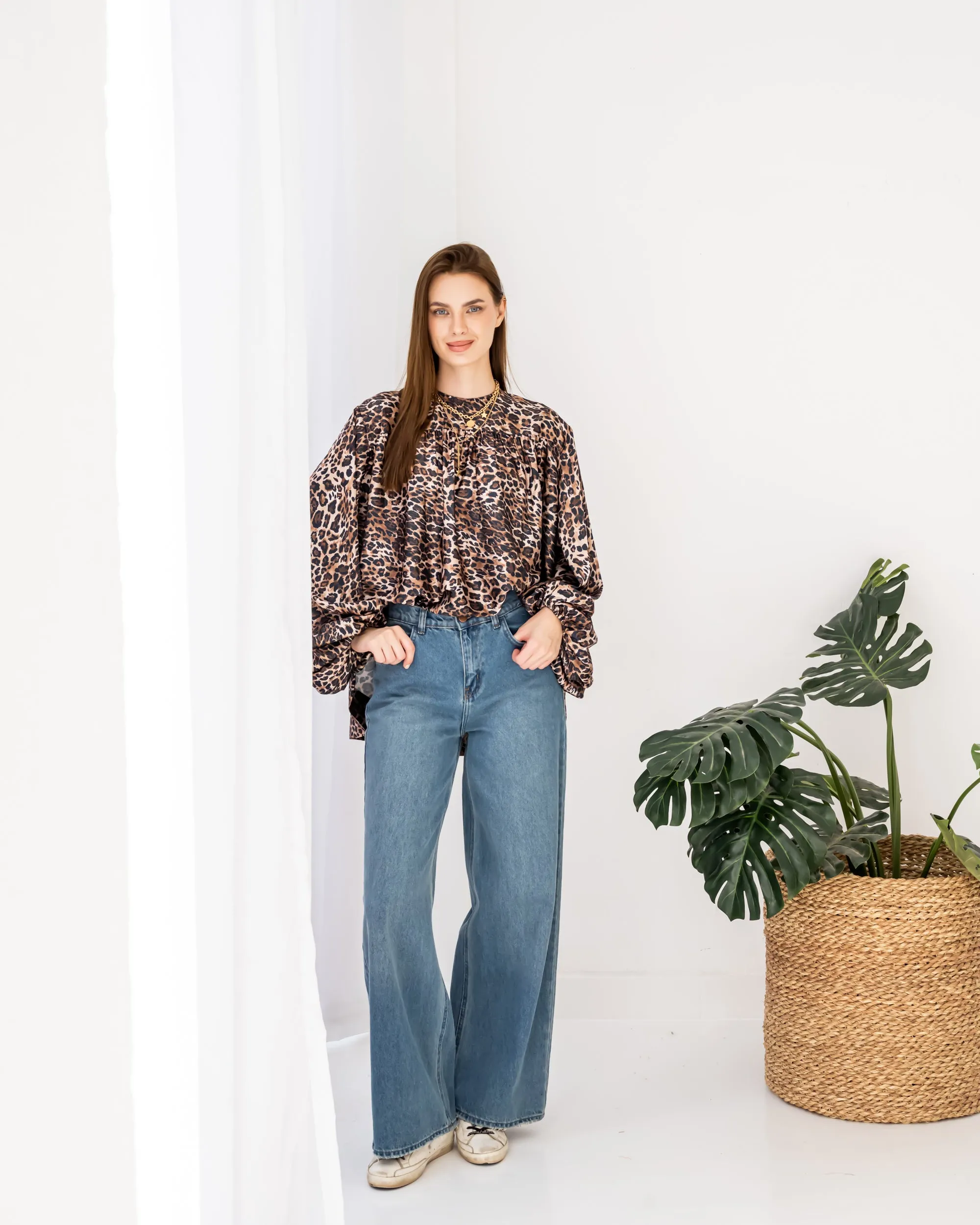 WIDE LEG DENIM PANT-DARK BLUE