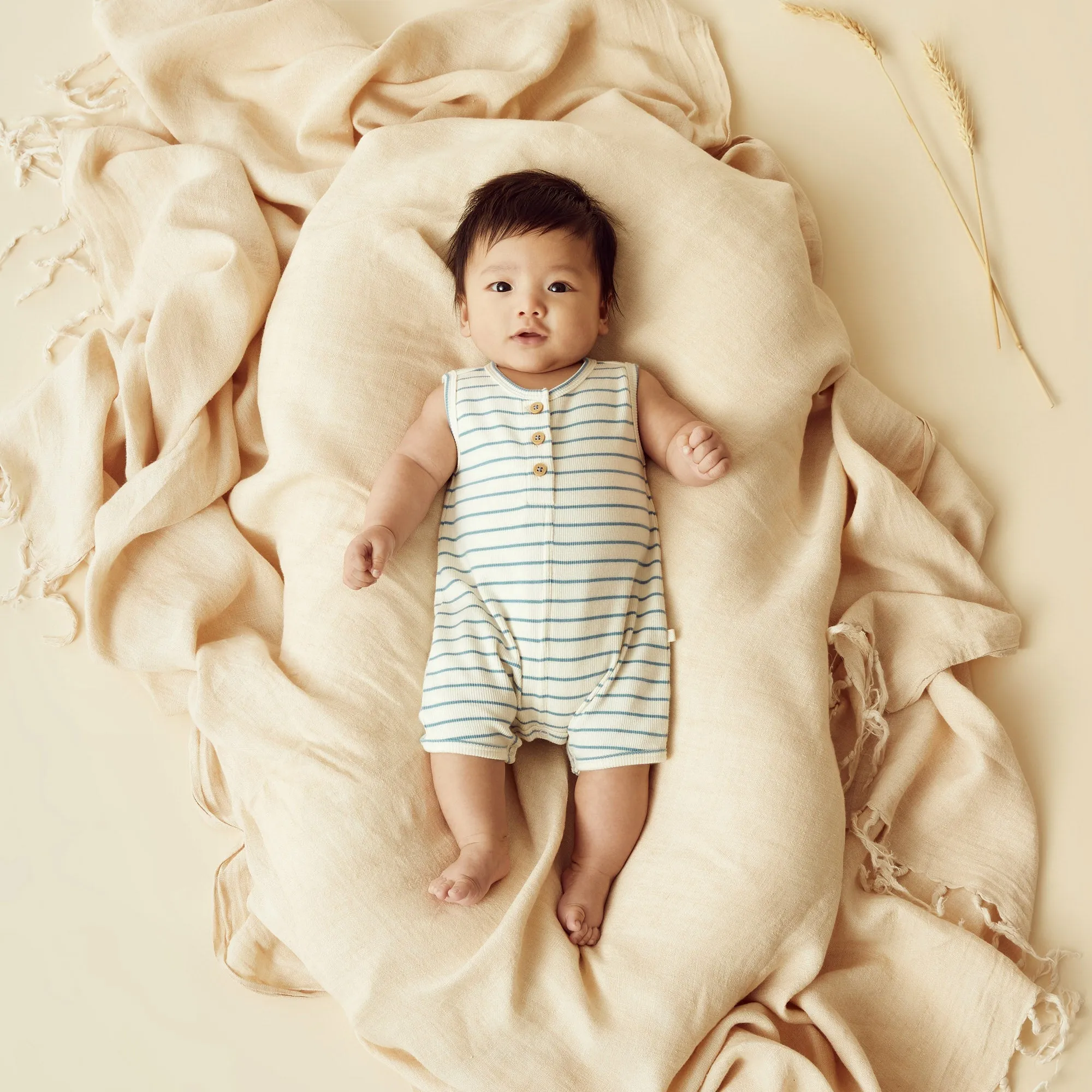 Wilson and Frenchy Petit Sage Organic Henley Growsuit