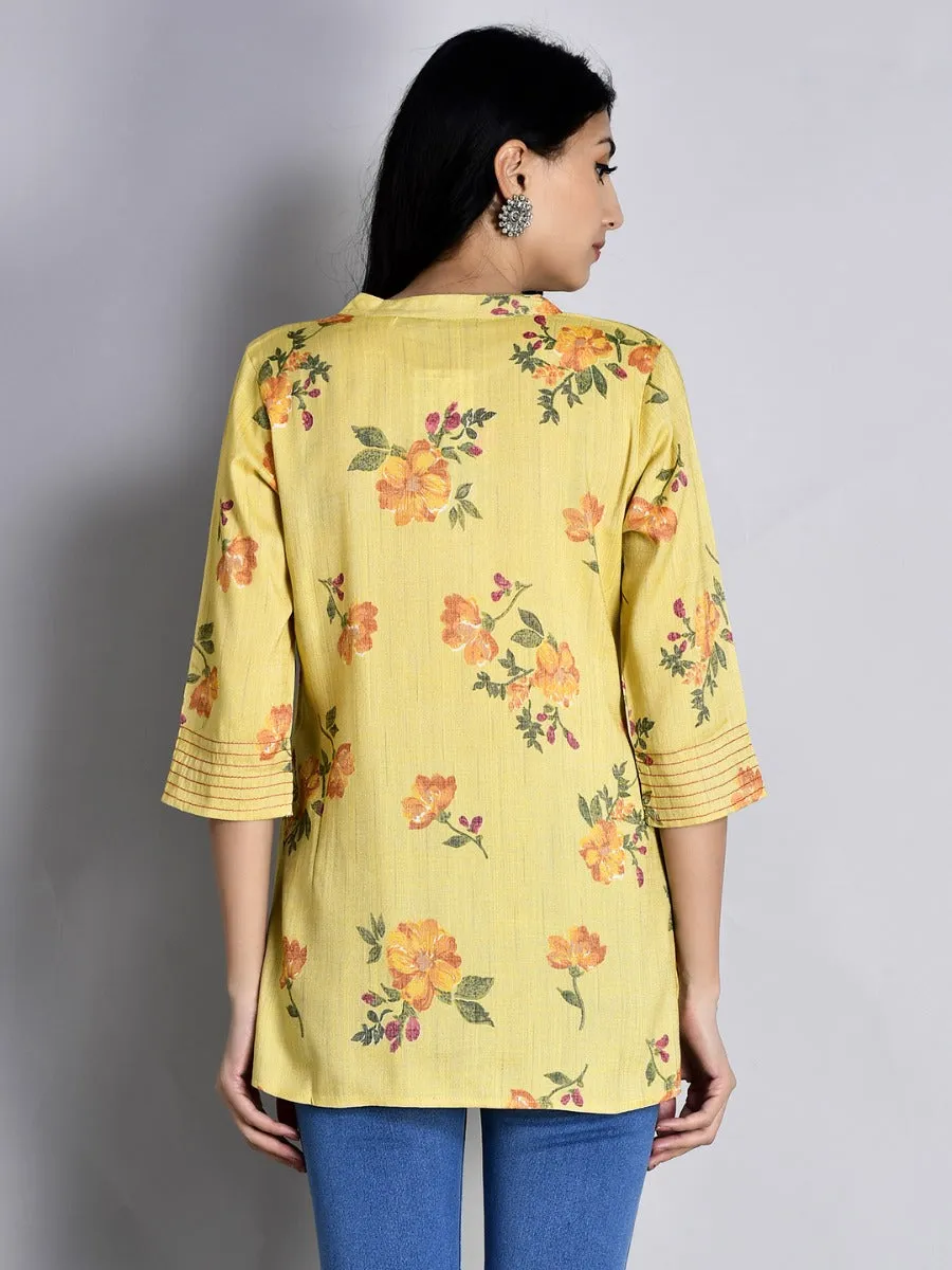Women Yellow Floral Printed Tunic