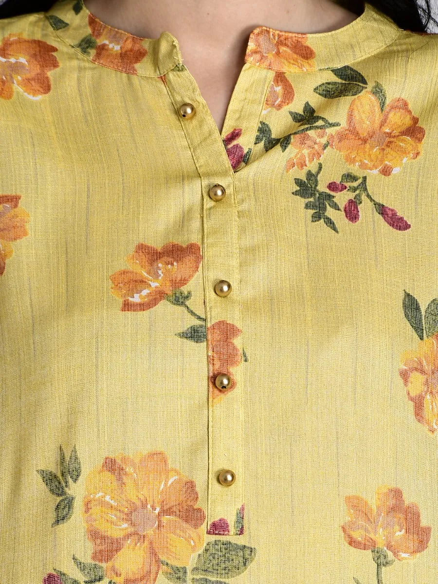 Women Yellow Floral Printed Tunic