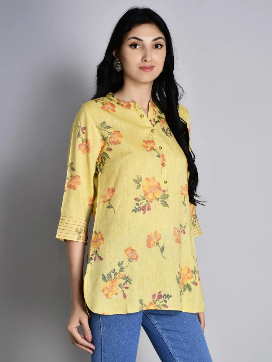 Women Yellow Floral Printed Tunic