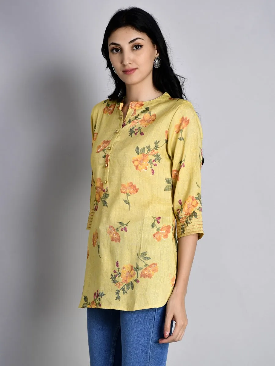 Women Yellow Floral Printed Tunic