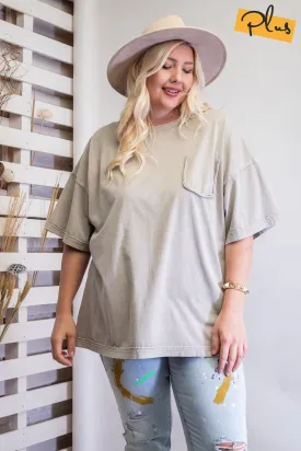 Women's Plus Mineral Washed Cotton Jersey Boxy Tunic